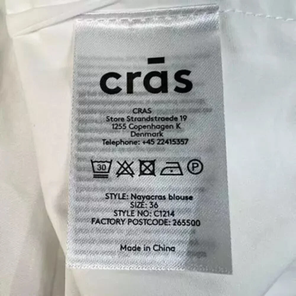CRAS Denmark Nayacras Women Blouse Ebroidered Collar Shirt Top White size 36 - Picture 8 of 12